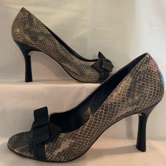 Antonio Melani leather snakeskin print heels - Picture 1 of 7